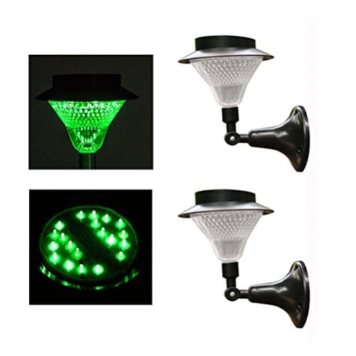 2Pack WSMY 28LED Solar Wall Lights Solar Powered Pillar Lamp for Wall Mount Garden Lawn Patio Path Yard (Solar Wall Mount Lamp, Green)