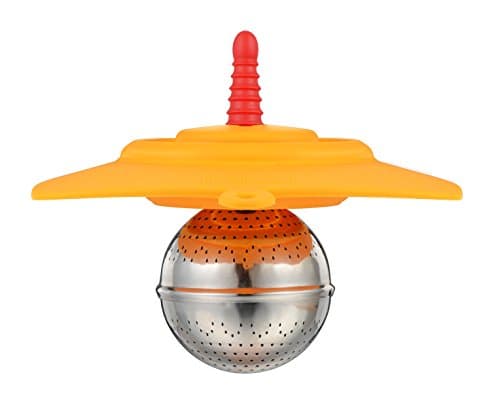 Hipo Design Height Adjustable Tea Ball Strainer- Foldable Silicone Q Cap alone as Coffee Dripper (orange)