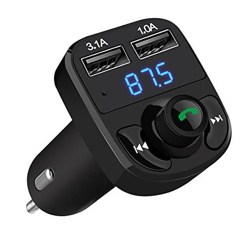 Bluetooth FM Transmitter, Elinker Bluetooth Car Adapter, Dual USB Car Charger,Wireless Transmitter Radio Hands Free Car Kits with LCD Display,Bluetooth MP3 Player,Support TF Card,USB for Phone Devices