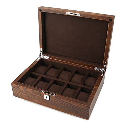 Pure solid wood window watch box/ mechanical watch storage box collection/ automatic table-box/ locking storage box-B