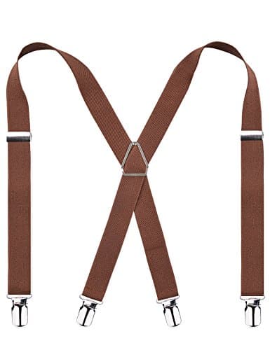 Solid Skinny Suspenders X Shape for Men with 4 Clips