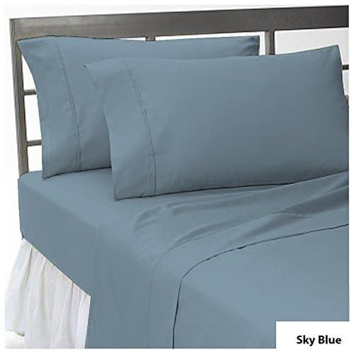 USA Bedding Sheet 650 Thread Count 1- PCs- Flat- Sheet Solid Pattern 100% Egyptian Cotton All Sizes &amp; Colors ( King , Sky Blue ) By Furnish Homes