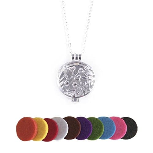 Aromatherapy Essential Oil Diffuser Locket Pendants Necklaces Silver-tone Perfume Pendant with Chain