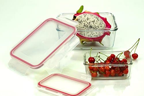 Uniware 2pc Microwave/Oven Safe Rectangular Air Tight Glass Food Storage 450 Ml, 1000 Ml [B4224-2]