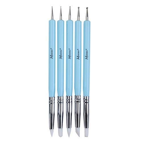 MEEDEN 5 Pcs Double-Ended Clay Tools - Art Dotting Tools Silicone Brush Pens 5mm Tip Width for Clay Shaping Modeling Smoothing Pottery Decorating Pastel Blending Painting Masking Fluid Nail Art Work