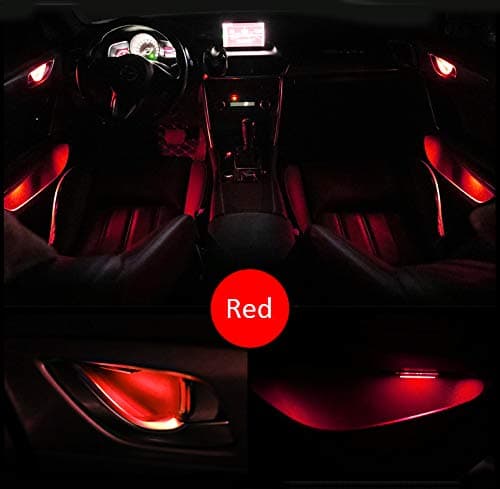 KMD Inner Auto Decorative Handle Bowls LED Light and Inner Auto Door Handle led Light Mood Lighting Decorative Universal use (red)