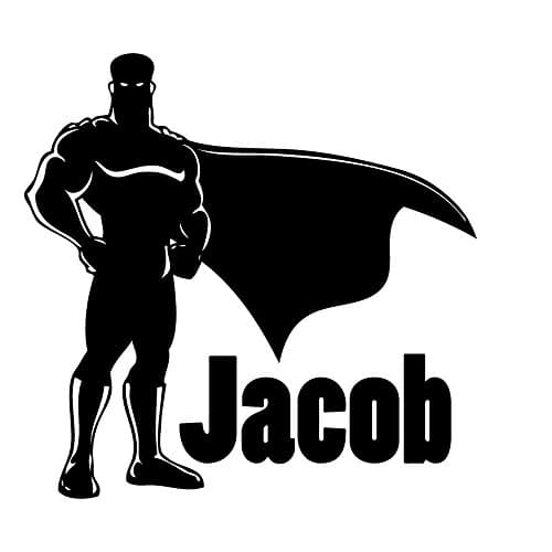 Basic Vinyl - Vinyl Decal Wall Art - Personalized Custom Superhero for childs room (22 inch wide, Gloss Black)