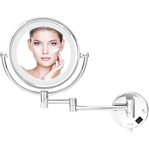 Lighted Makeup Mirror, Wall Mount Mirror , Wall Vanity Mirror with 8.5- Inch, 1x/10x Magnification for Makeup, Shaving in Bedroom or Bathroom, Chrome by COOLGUY