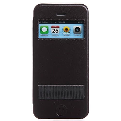 Raydes Apple iPhone 5S/iphone 5 Case - KLD/Kalaideng the Luxury Life Series Ultra Slim Wallet Stand Case - Interactive Viewing Window, Lightweight, Premium PU, Hard Shell Stand Case Cover - Dark Brown