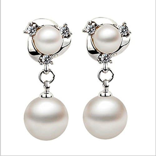 Idlespace Silver Plated for Women Accessories Hook Drop Dangle Hanging Earring Gem Eardrop Crystal Pearl Ear Stud Earrings Wedding Jewelry