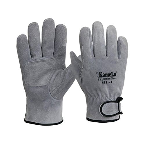 Kamelo 811 Welding Gloves Lined Leather, Grey - Suitable For Mig, Tig, Welders, BBQ, Gardening, Camping, Stove, Fireplace and More, (10 x 9.5) Inch (Pack of 1)
