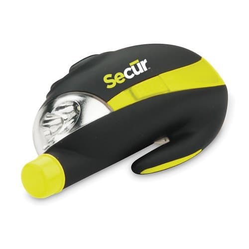 Secur 4 in 1 compact auto emergency escape tool - Pin window breaker, Seatbelt razor cutter, High power 3 LED 2 modes flashlight, Multi-function all in one car necessity by Secur