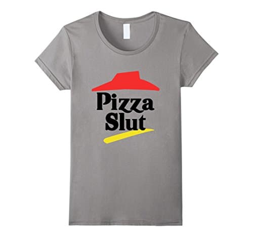 Women's Pizza Slut Tshirt Small Slate