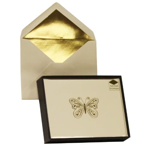 Designer greetings Monogram Boxed Note Cards, Personalized Stationery Set (10 Count), Butterfly