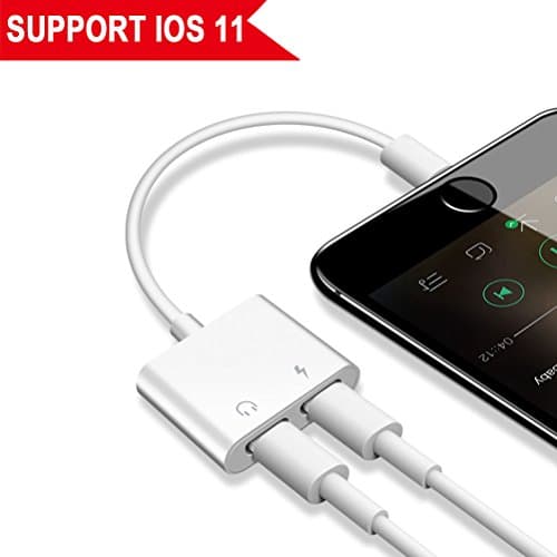 Lightening Jack Adapter &amp; Splitter for iPhone X iPhone 8/8Plus iPhone 7/7Plus.2 in 1 Lightening Headphone Audio and Charge Sync Data Adaptor.Support Music +Charger+Phone Call.Support iOS 11
