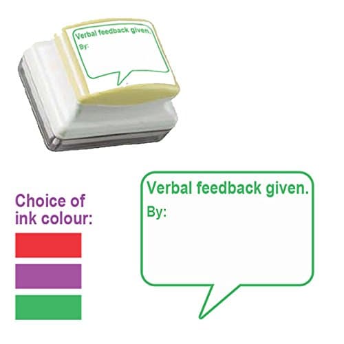 Verbal Feedback Given. by: Teacher Feedback, Large School Stamper. Choice of Ink Colour. (Green)*