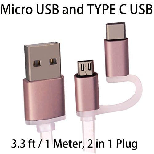 TC-A 2in1 Fast Charge Type C USB 2.0 Cable with Micro USB Plug Adapter , Data Sync USB2.0 Typc C Cable Fast Charge Cord, Android Cellphones Data Charger Cable USB Type C Cable 1 Meter