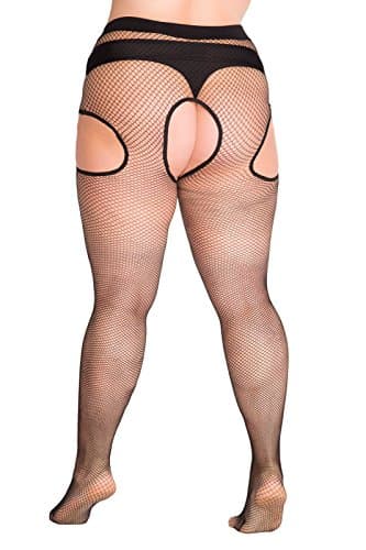Lida Plus Size Fishnet Suspender Tights -White-Large/4
