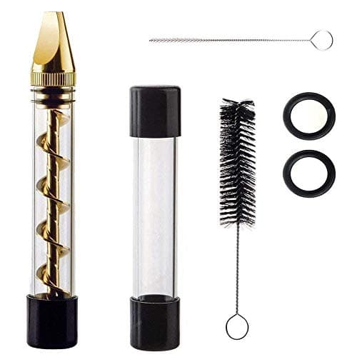 Twisted Glass Blunt Pipe Kit, Mini Bundle Glass Pipe Dry Herbs Spice Cigarette(Cleaning Brushes + Bundle Glass Pipe)