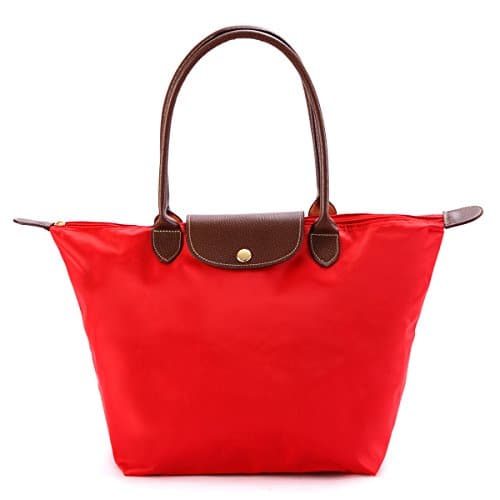 DEEZONE Women's Waterproof Foldable Tote Shoulder Bag - Red