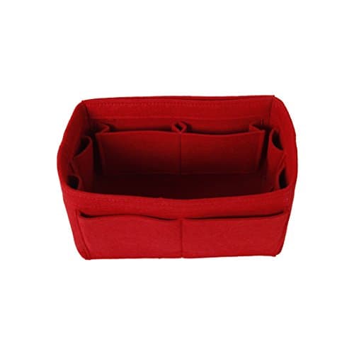 Felt wallet inserted into organizer bag (L, red)