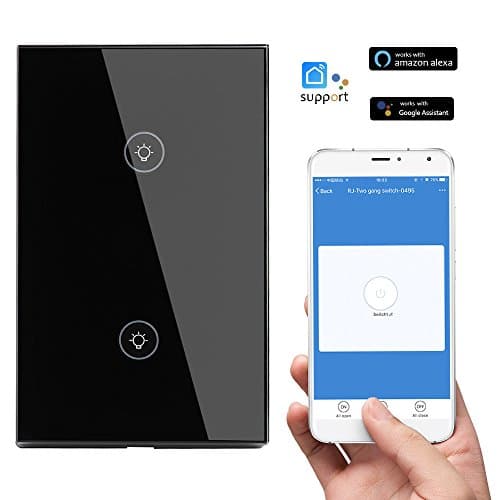 lifepot Smart Wall Light Switch Compatible with Alexa&amp; Google Home Touch Screen Wi-Fi Wall Switch Panel (2 gang)