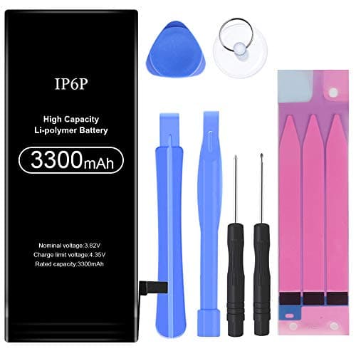 3300mAh Battery Replacement Compatible with iPhone 6 Plus,High Capacity Li-Polymer Rechargeable Battery with Complete Repair Tool Kit Adhesive and Instructions - 24 Months-Warranty