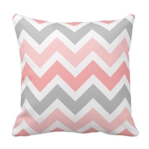 Shengpeng Pinks, Gray, White Zigzag Chevron Pattern Throw Pillowcase 18 x 18 Pillow Cover Twin Sides