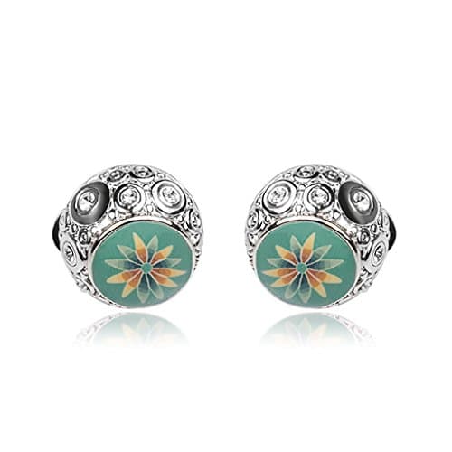 White Gold Austrian Crystals moon Polymer Clay Stud Earrings