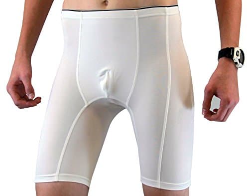 Mens Compression Gym and Exercise Shorts (Large, White)