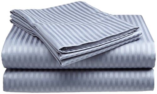 Comfort Linen 300 Thread Count Cotton Dobby Stripe Sheet Set- Assorted Colors/sizes, King - Silver