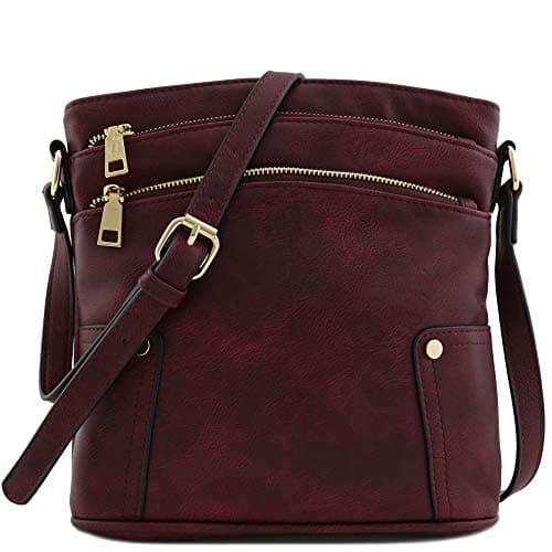 Triple Zip Pocket Medium Crossbody Bag