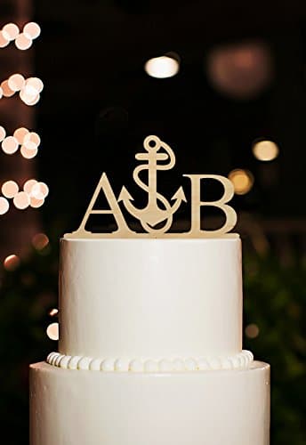 Rustic Anchor Wedding Cake Toppers Personalized Initials for Wedding Anniversary