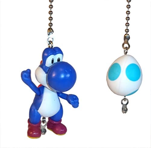 Mario Bros Ceiling Fan Pull Set by Wooden Androyd Studio (Blue Yoshi & Egg)