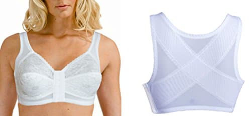 Front Fastening White Lace Non Wired Bra Back Posture Support 36-44 D, DD, E