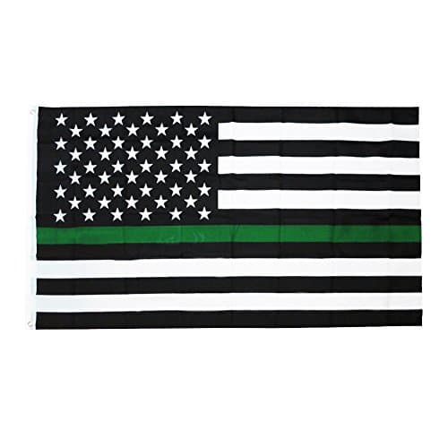 Time Roaming 3x5 Ft Thin Green Line USA Polyester Flag with Brass Grommets