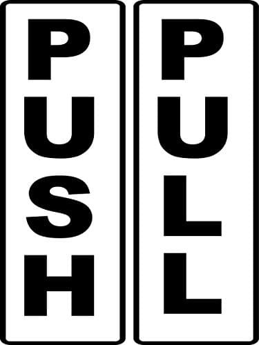 Push Pull Business entry door vinyl sticker Decal 2 pack of each Great for small businesses small shops coffee house Bundle