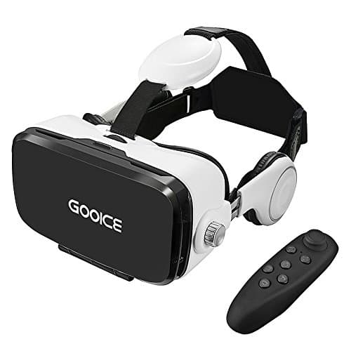 Gooice 3D VR Headset Virtual Reality Glasses,VR Goggles Built-in Stereo Headphones Microphone for 3D Movies Video Games Comfortable for iphone Samsung LG ZTE TCL Android Smartphones from 4.7-6.2 Inchs
