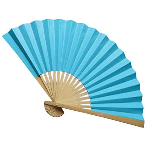 Lazzboy Hand Folding Paper Fans Handhold Bamboo Solid Plain Oriental Chinese/Japanese Wedding Party Costume Decorations(Dark Blue,23cm)