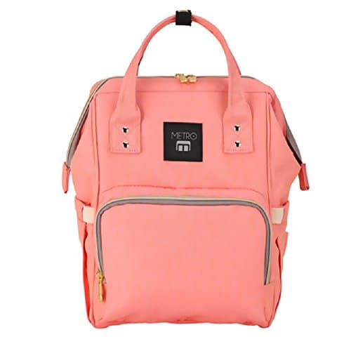 Baby Diaper Backpack with Stroller Straps (Upgraded Version) - Insulated Pockets,Waterproof, Large Capacity Nappy Bag (Pink)