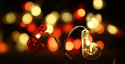 Mogou LED String Lights 20 Super Bright Warm White Color LEDs Fitted into Christmas Candy Canes on 7.5 Ft Ultra Thin Silver Wire 3AA Battery Operated For Home Bedroom Party Tree