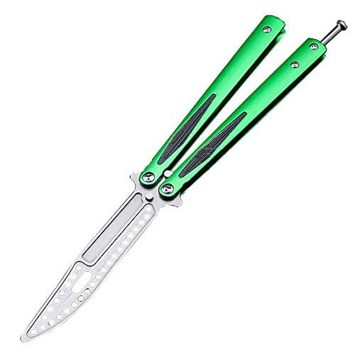 Microtech Folding Tactical Trainer Practice Butterfly Knife Titanium Plated Steel Zinc Alloy Handle Handle Bearings Blunt Dull Blade Unsharpened Tool for Safety Improving Skills