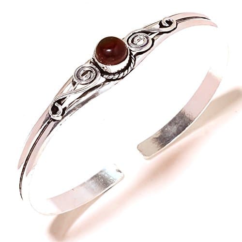 Gift For Ladies! Handmade Jewelry! Red Dyed Ruby Sterling Silver Overlay Bangle/Bracelet Free Size