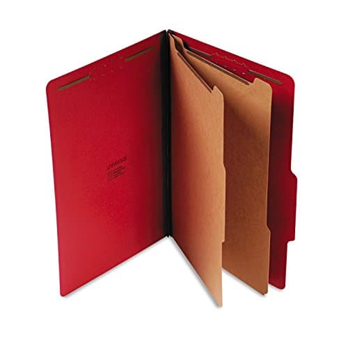 UNV10313 Pressboard Classification Folders, Legal, Six-Section, Ruby Red, 10/Box