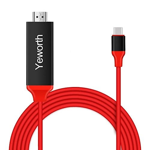 USB Type C to HDMI Cable, Yeworth Type C to HDTV Digital AV Adapter 4K 6.6ft Cable for Samsung S8, HuaWei MateBook, MacBook 2016 - Red