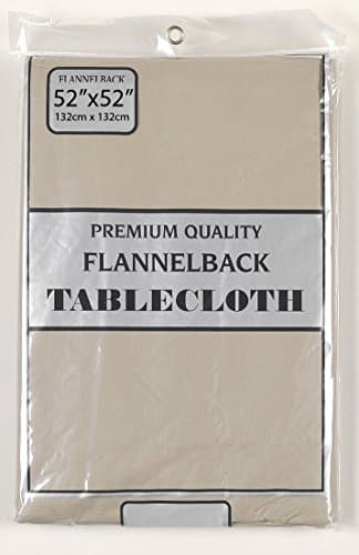 Artsy Casa BUON Appetito Collection Solid Color Vinyl Tablecloth with Polyester Flannel Backing - Linen Square (52" x 52")