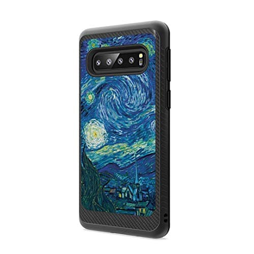 Moriko Case Compatible with Galaxy S10 Plus [Drop Protection Dust Shock Impact Proof Carbon Fiber Protective Black Case Cover] for Samsung Galaxy S10 Plus S 10+ 2019 - (Starry Night)