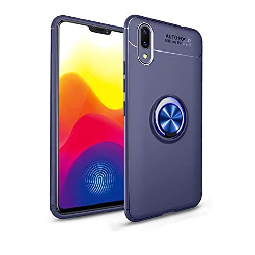 CHENJUAN Ultra-thin, Shock-proof, Scratch-resistant, Drop-resistant Soft TPU Case Designed For Vivo X21 UD With 360-degree Rotating Ring Bracket (Color : Blue)