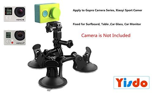Foldable Triangle Strong Mount Holder for Gopro Camera Series, Sucker Bracket Strong Car Triangular Sucker Adapter Fixed for Surfboard, Table ,Car Glass, Car Monitor
