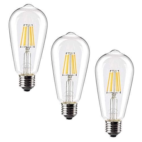Retro Decorative Light Bulbs, (3-Pack) Leadleds Edison Style E27 LED Filament Bulb, 6W Replace 60 Watts 2700K Warm White for Home Lighting [Energy Class A+]